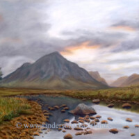 Pastel painting of Ben Etive Mor, Glencoe.