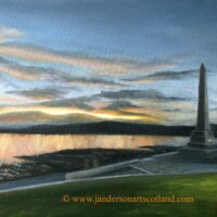 Oil painting of Sunset from Helensburgh Seafront.