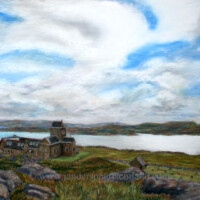 Pastel painting of Iona Abbey & Nunnery, Iona