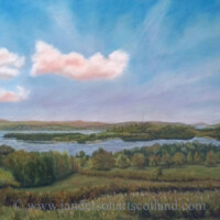 Pastel painting of view from Highlandmans Road.