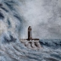 Pastel painting of Porthcawl Lighthouse, Wales.
